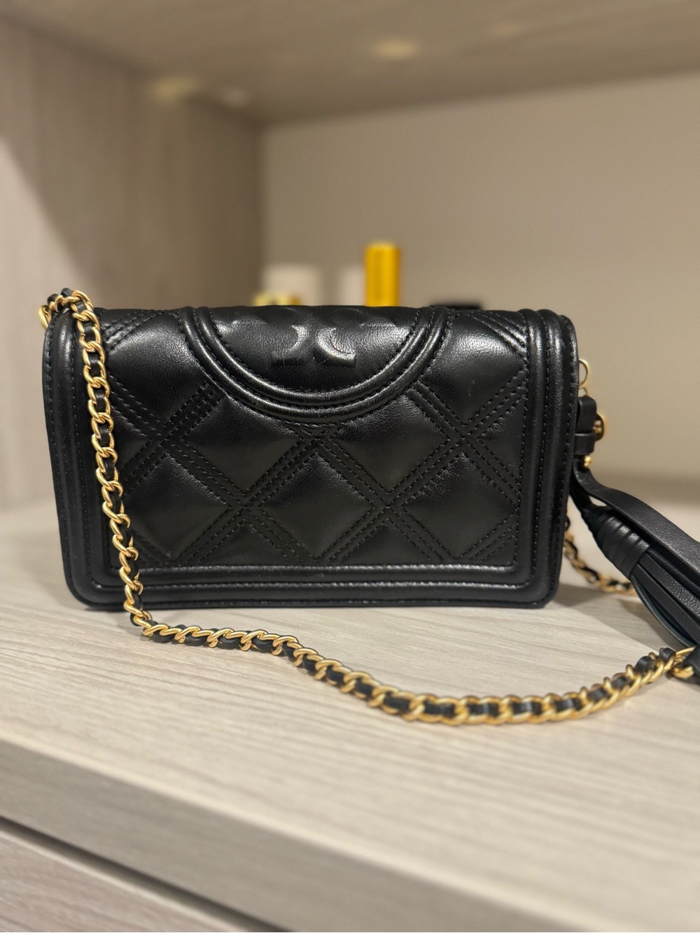 Tory Burch Fleming Soft Wallet Crossbody in Black